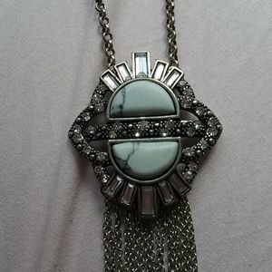 Maurices Silver and Turquoise Long Fashion Necklace